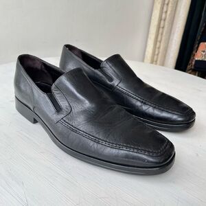Bruno Magli Raging Black Leather Slip-On Loafers, Handmade in Italy, Size 10